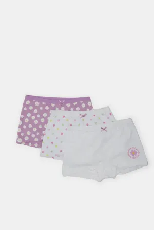 Girls Assorted Printed Boxer Short Set (Pack Of 3)