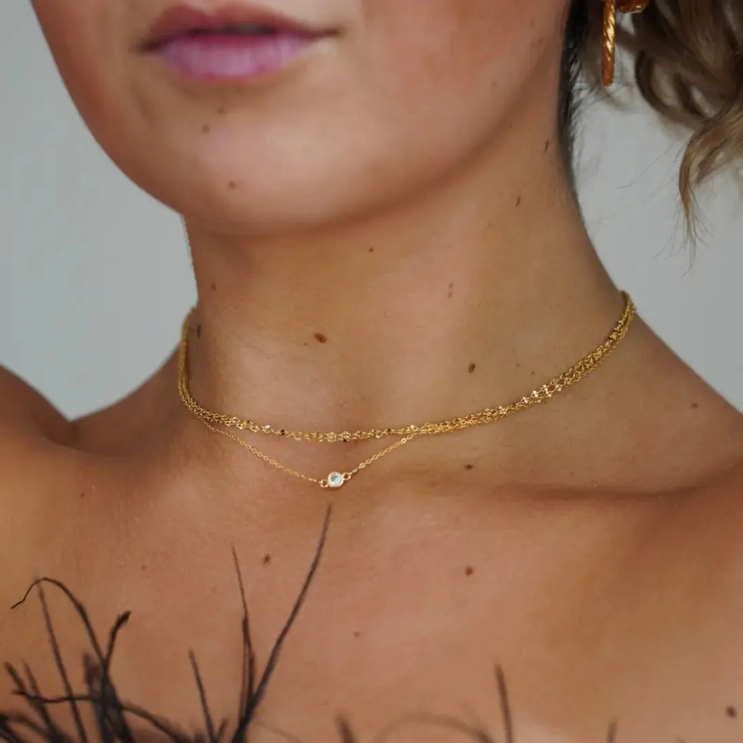 Gold CZ Choker Necklace