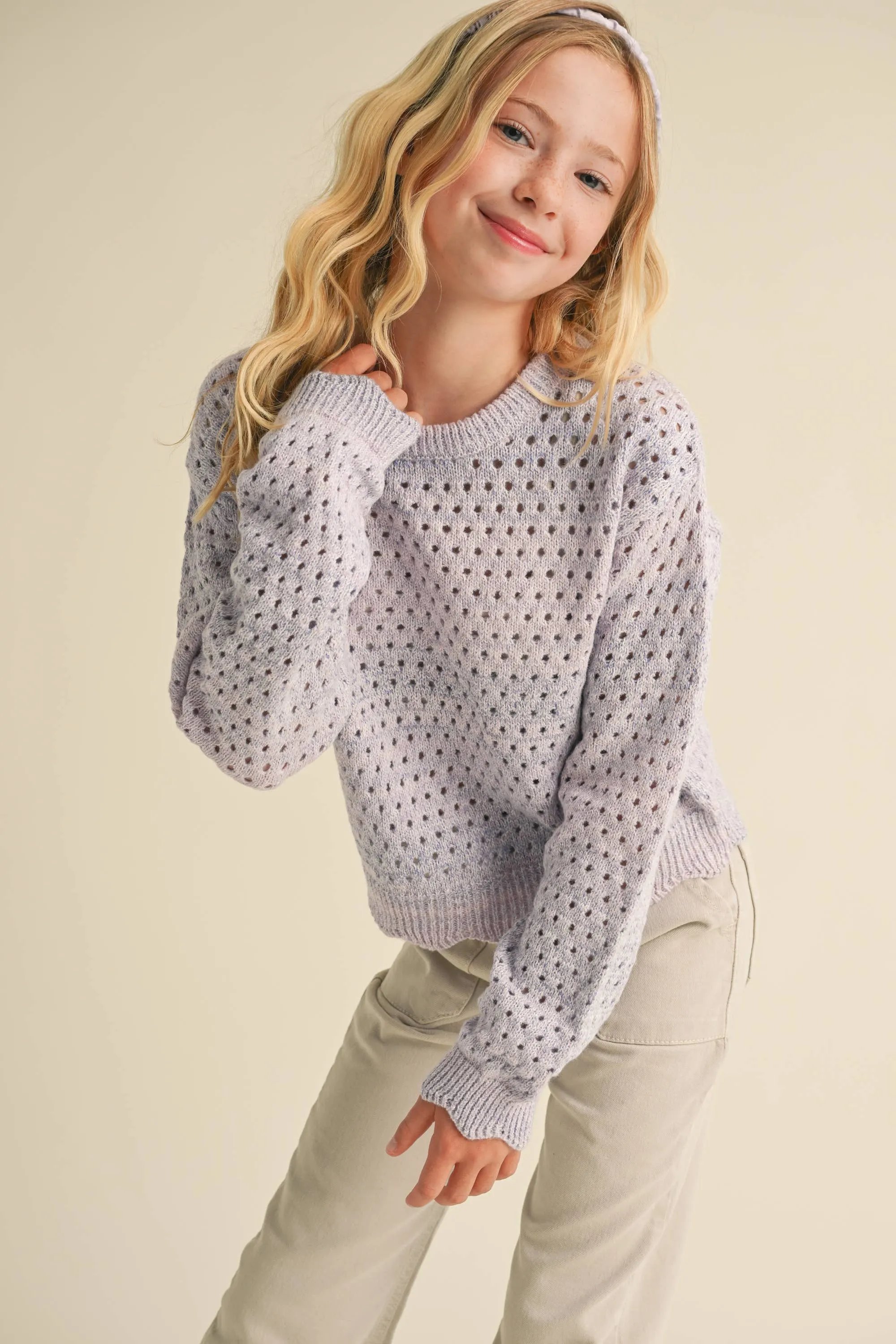 HEA Tween Girls Open Knit Ombre Sweater