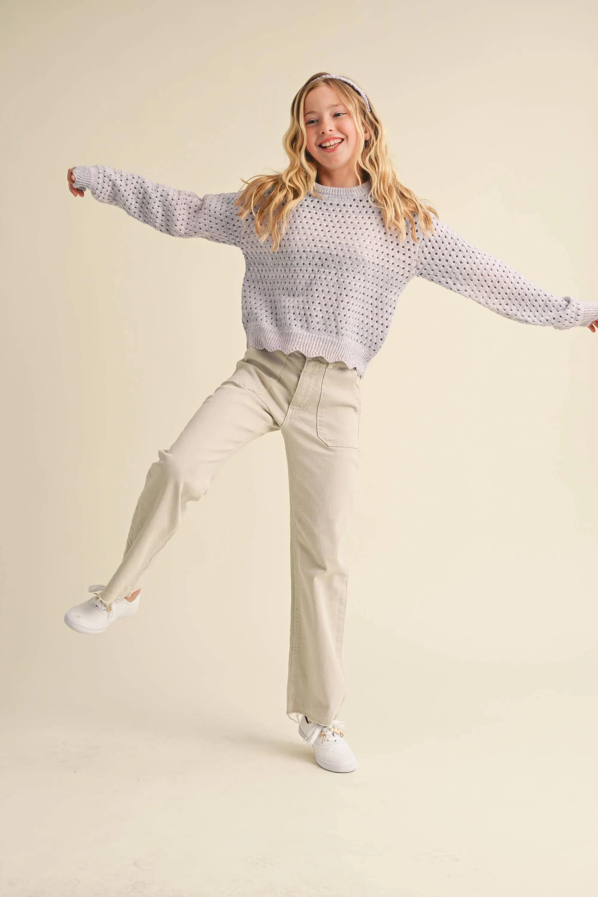 HEA Tween Girls Open Knit Ombre Sweater