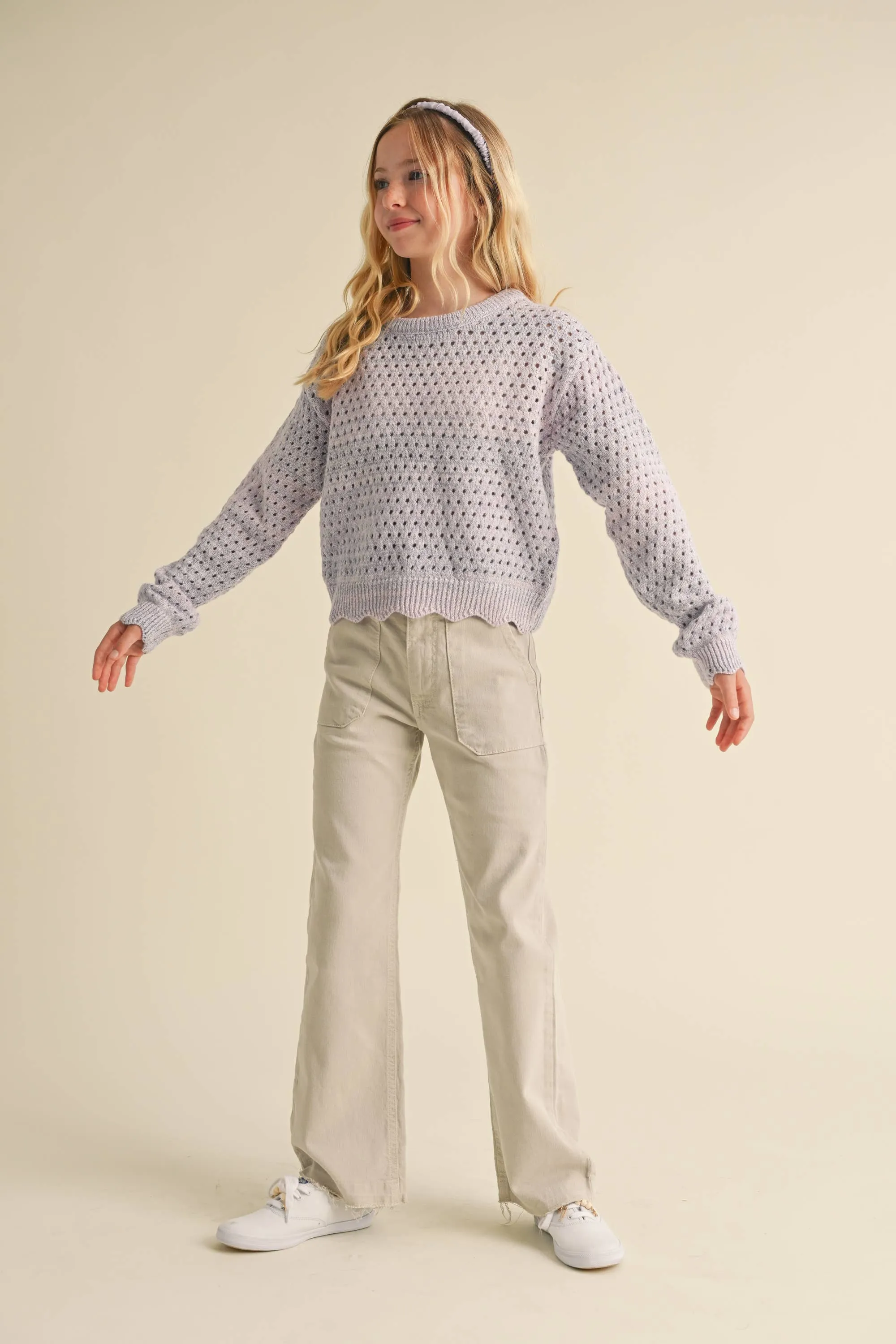 HEA Tween Girls Open Knit Ombre Sweater
