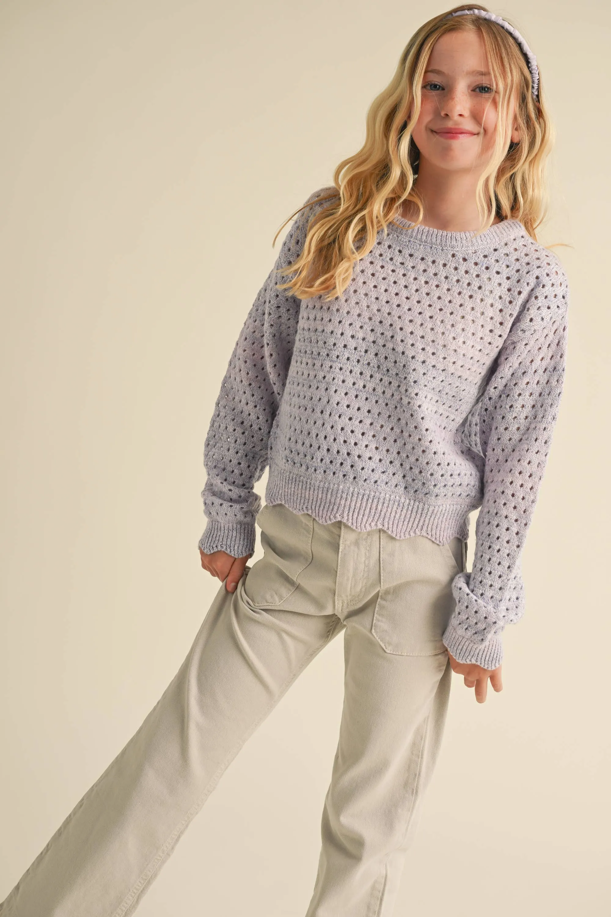 HEA Tween Girls Open Knit Ombre Sweater