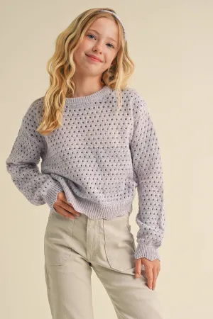 HEA Tween Girls Open Knit Ombre Sweater