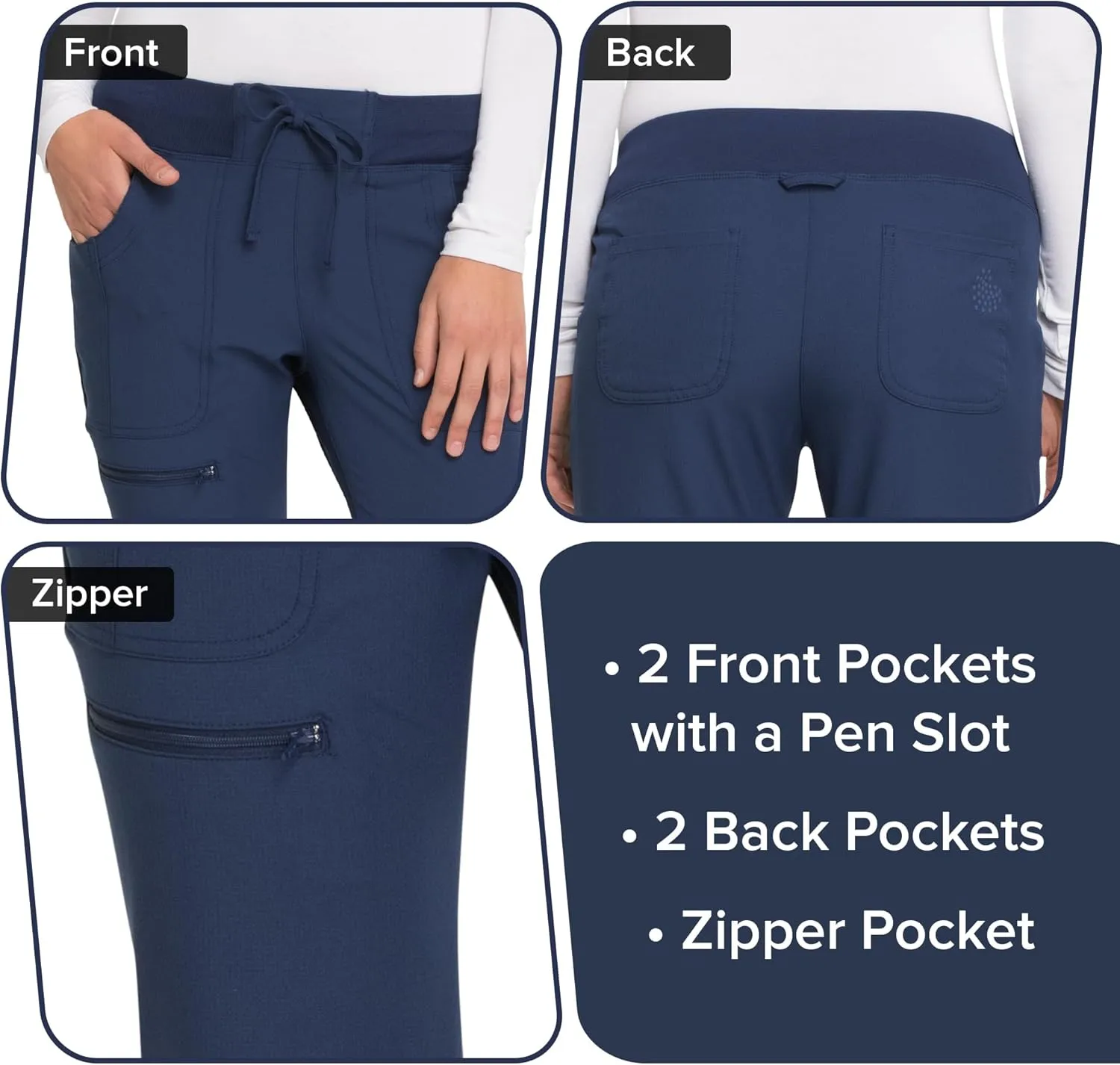 Heartsoul Women's Medical Scrub Jogger Pants Contemporary fit Drawstring waistband Jogger With 5 Pockets - HS030