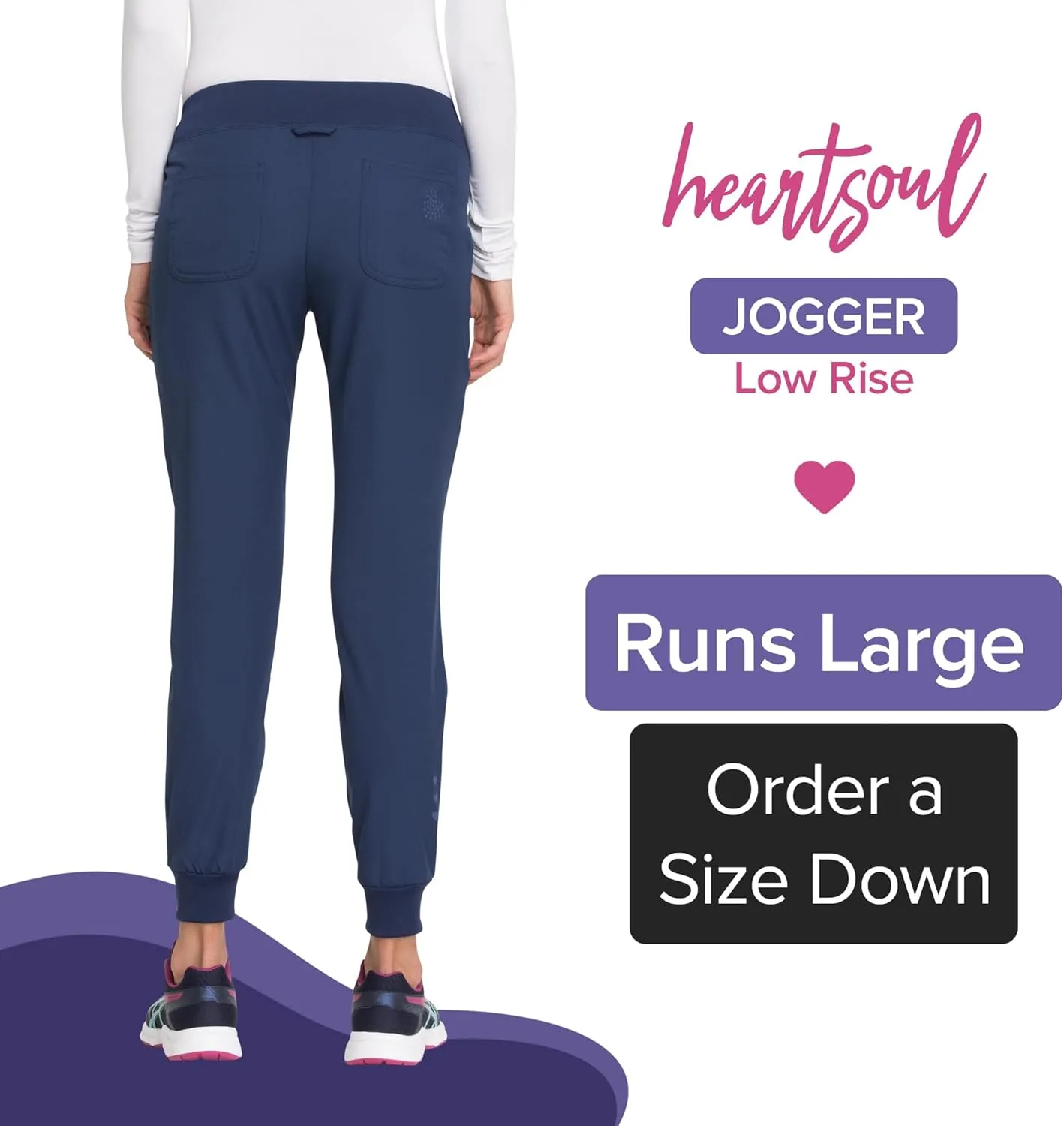 Heartsoul Women's Medical Scrub Jogger Pants Contemporary fit Drawstring waistband Jogger With 5 Pockets - HS030