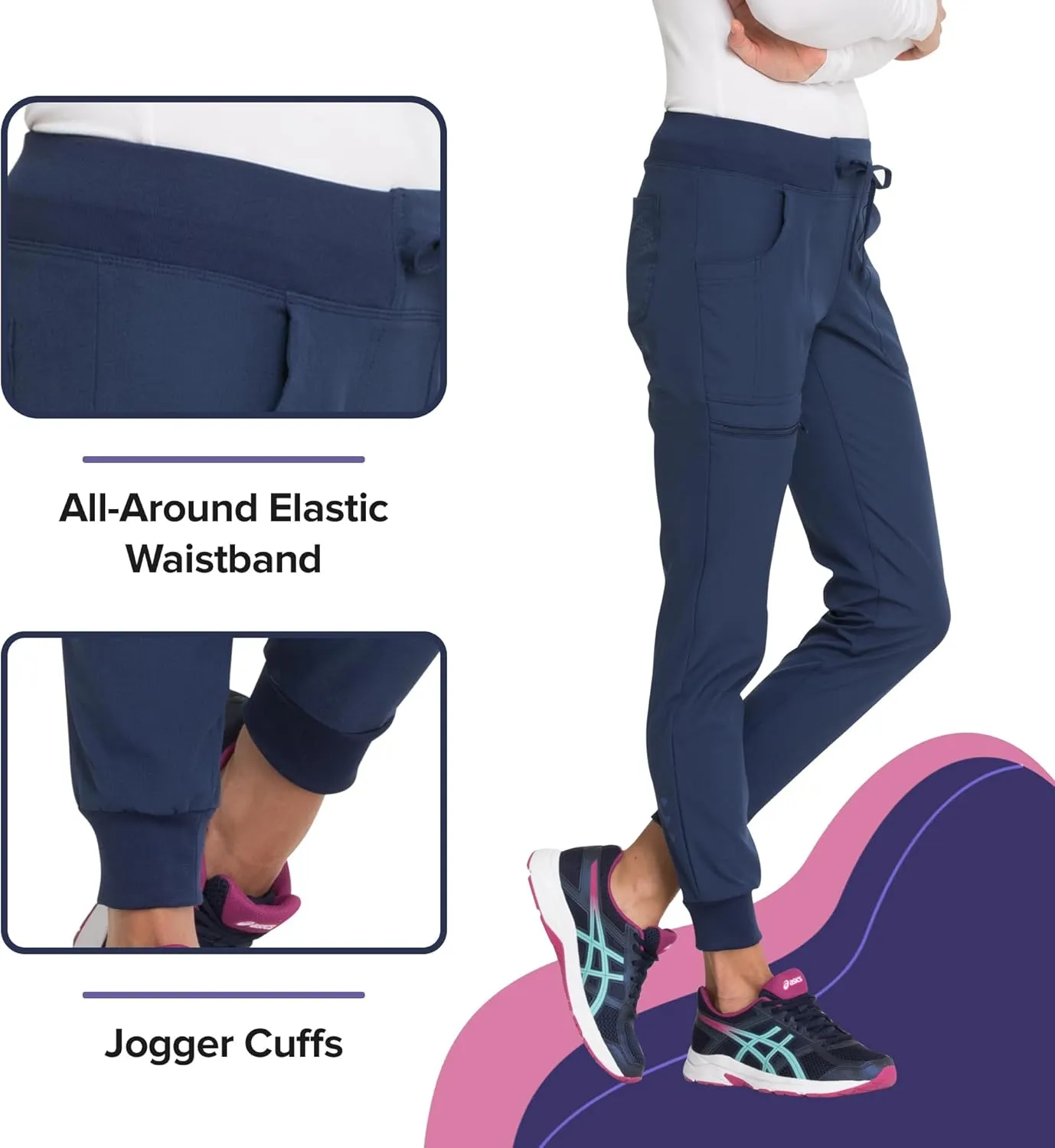 Heartsoul Women's Medical Scrub Jogger Pants Contemporary fit Drawstring waistband Jogger With 5 Pockets - HS030