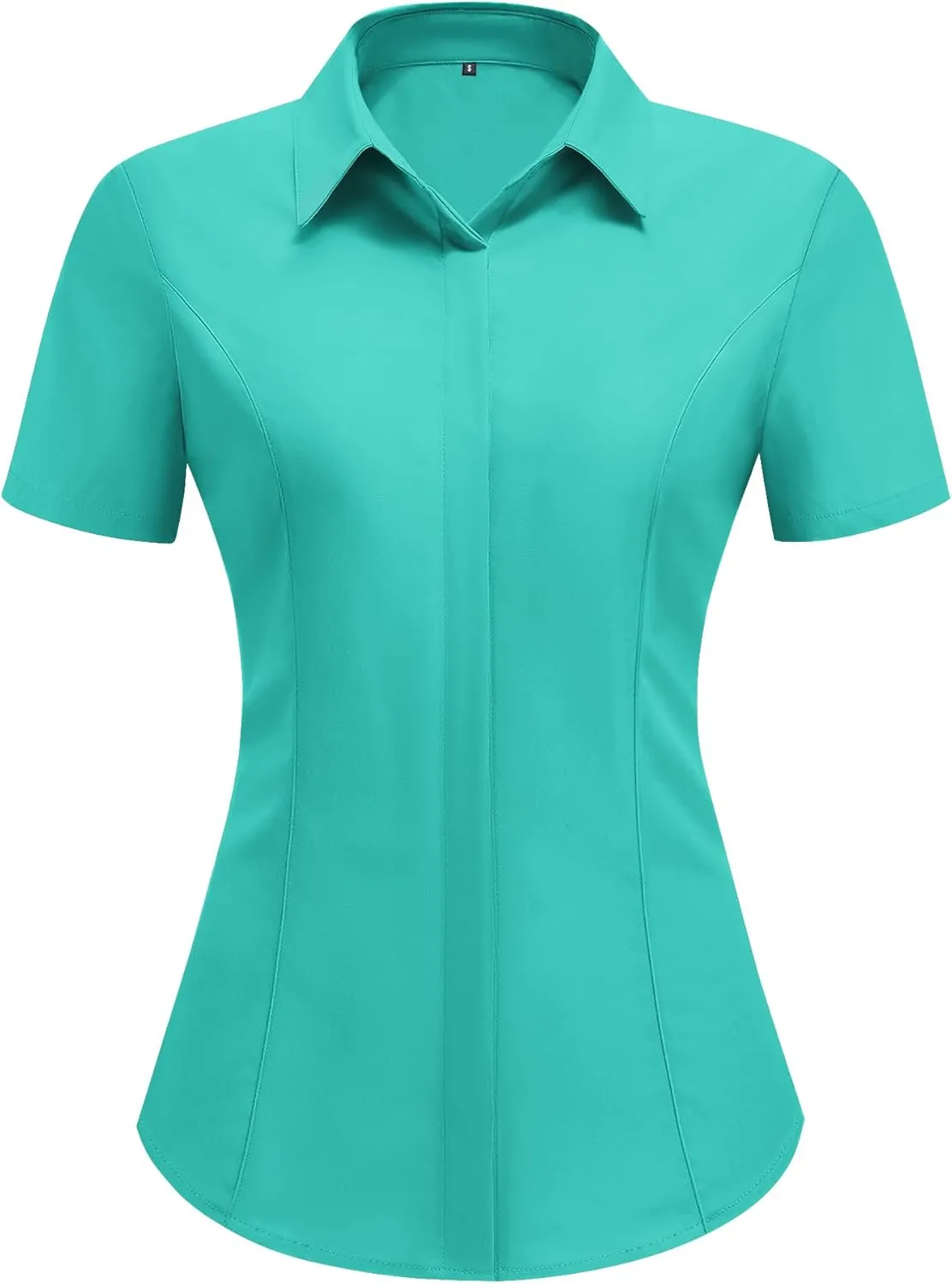 HOTOUCH Women Short Sleeve Button Down Shirts Business Work Fitted Collared Blouse Office Basic 2025 Summer Tops S-2XL