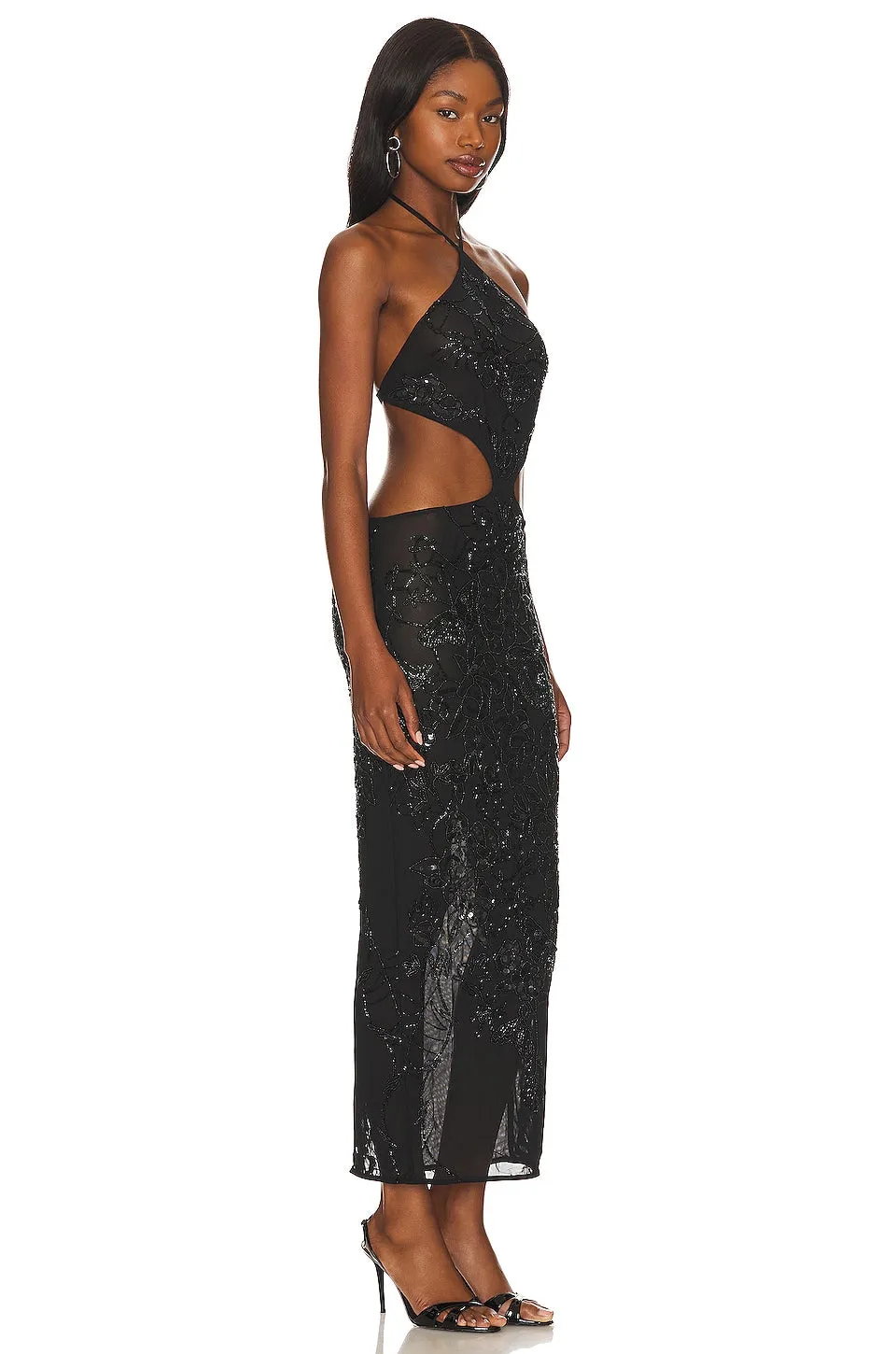 H:ours Ahinara Embellished midi dress, black