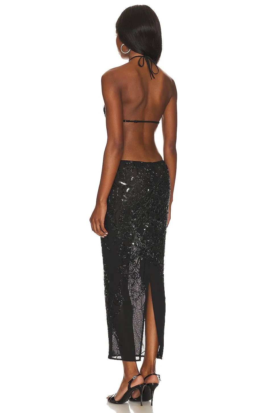 H:ours Ahinara Embellished midi dress, black