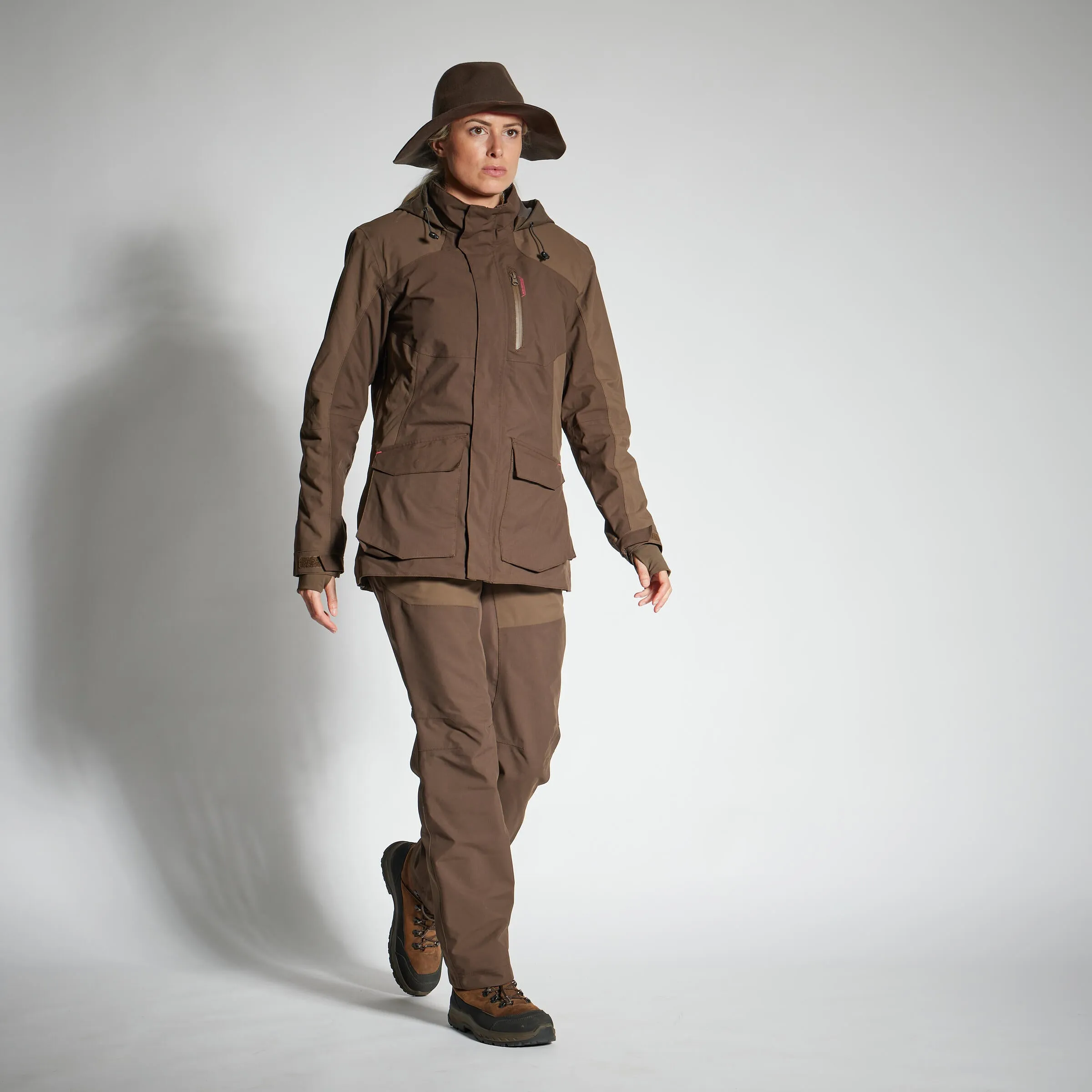 Hunting trousers / raincoats 500 women's brown SOLOGNAC, coffee brown
