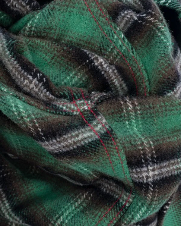 Iron Heart IHSH-405 12oz Ultra Heavy Flannel Check Western Shirt - Green