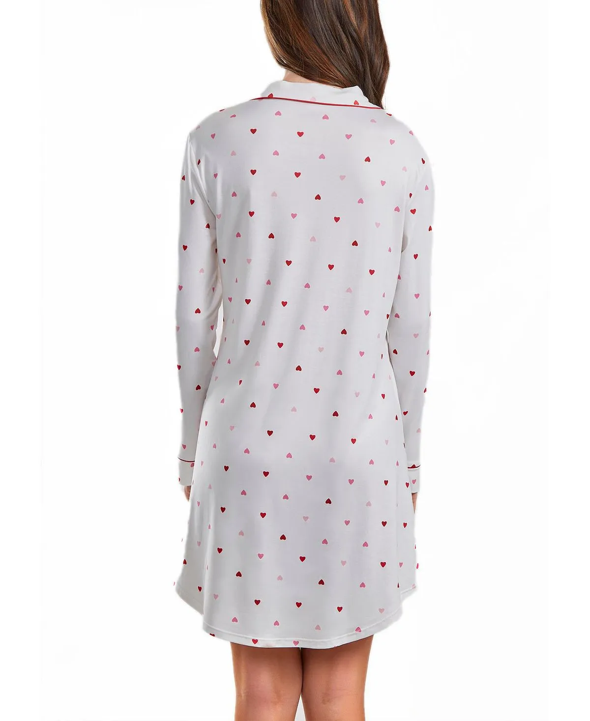 kyley plus size nightgown with heart print button down and contrasting red trim i  Collection