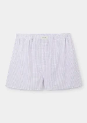 Lilac Check Cotton Boxer Shorts