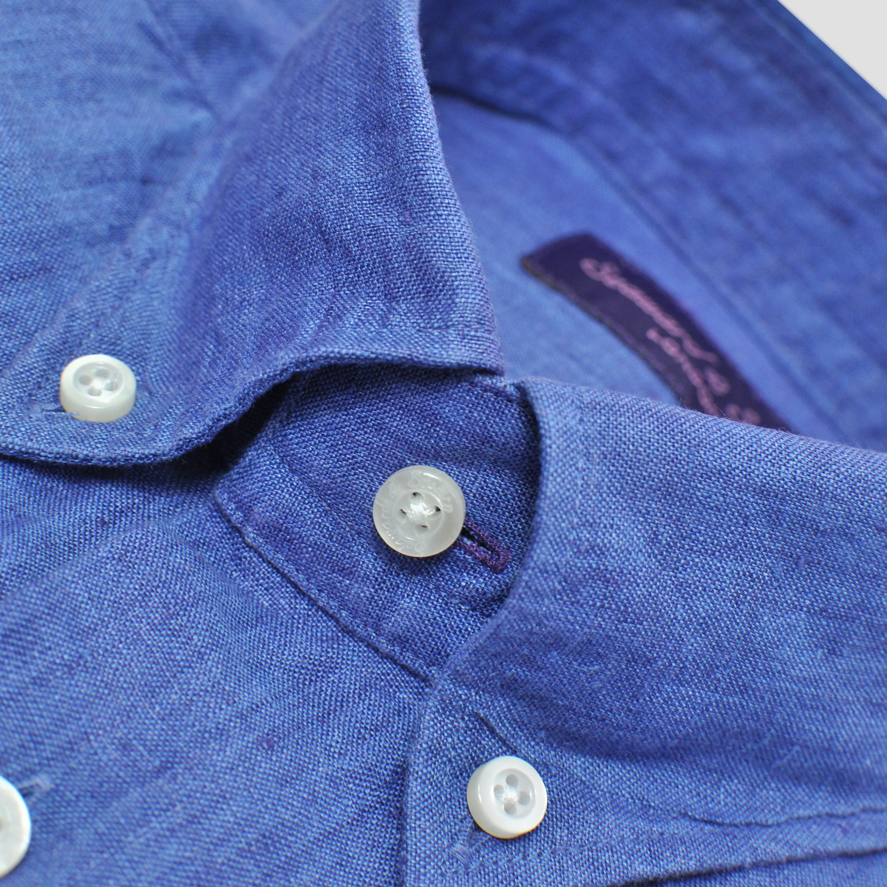 Linen Button Down Shirt in Denim Blue