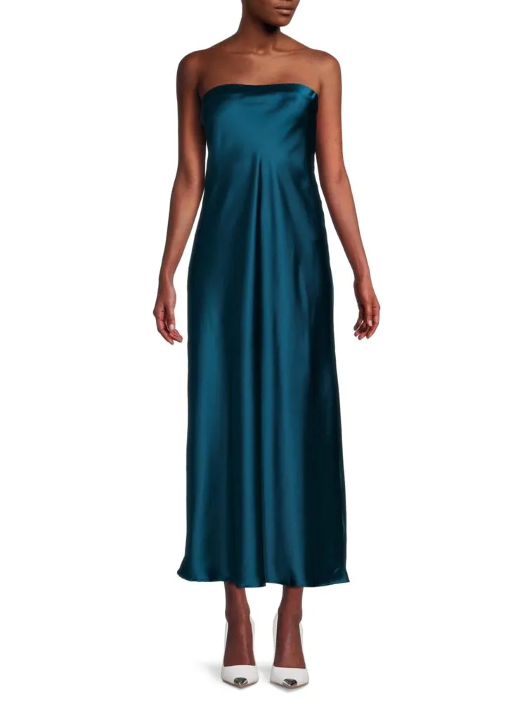 Liquid satin midi dress Renee C., turquoise