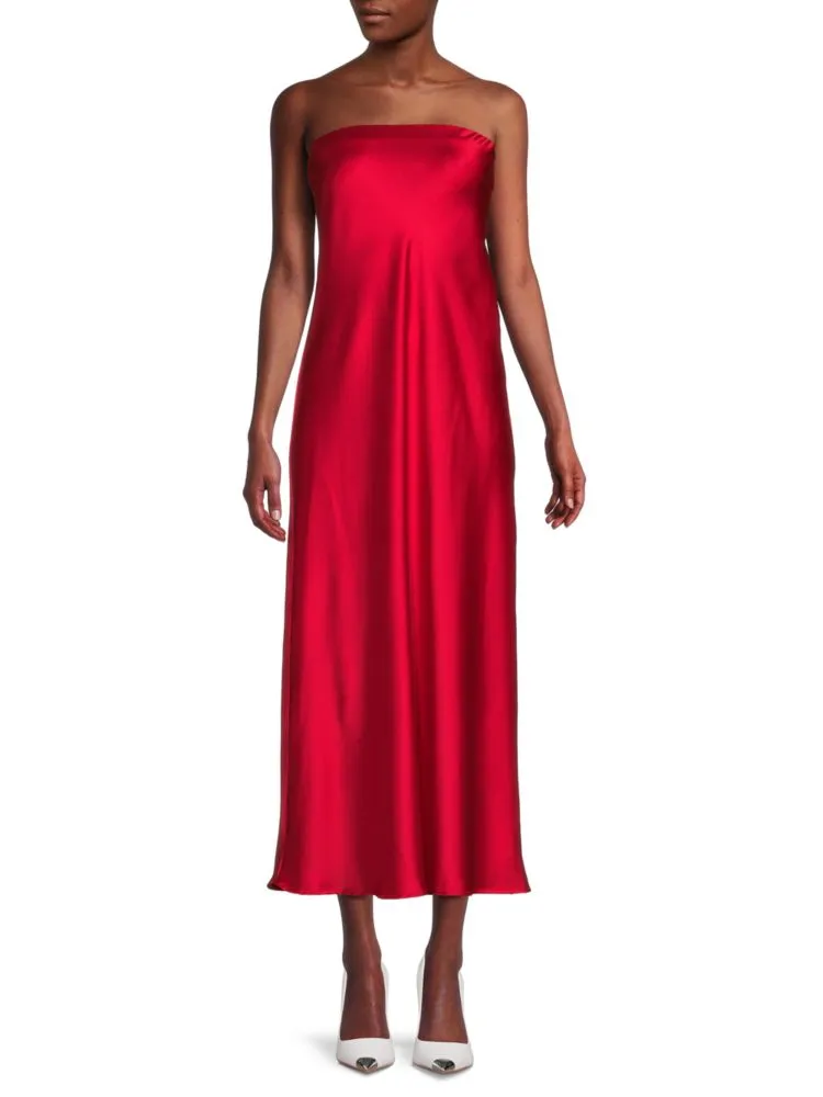 Liquid satin midi dress Renee C., turquoise