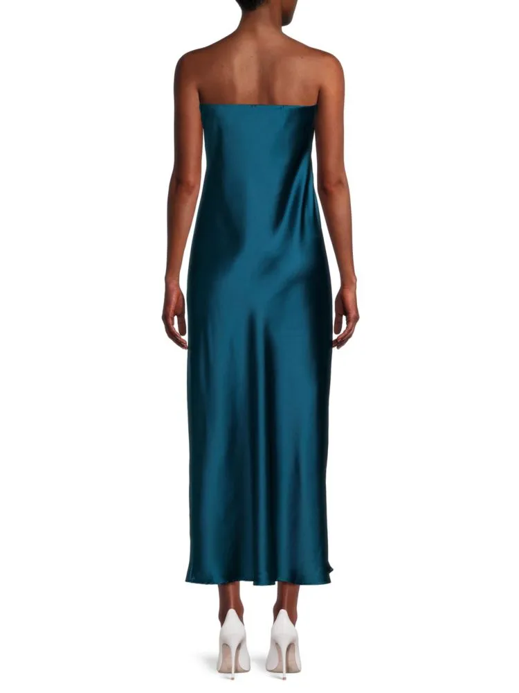 Liquid satin midi dress Renee C., turquoise