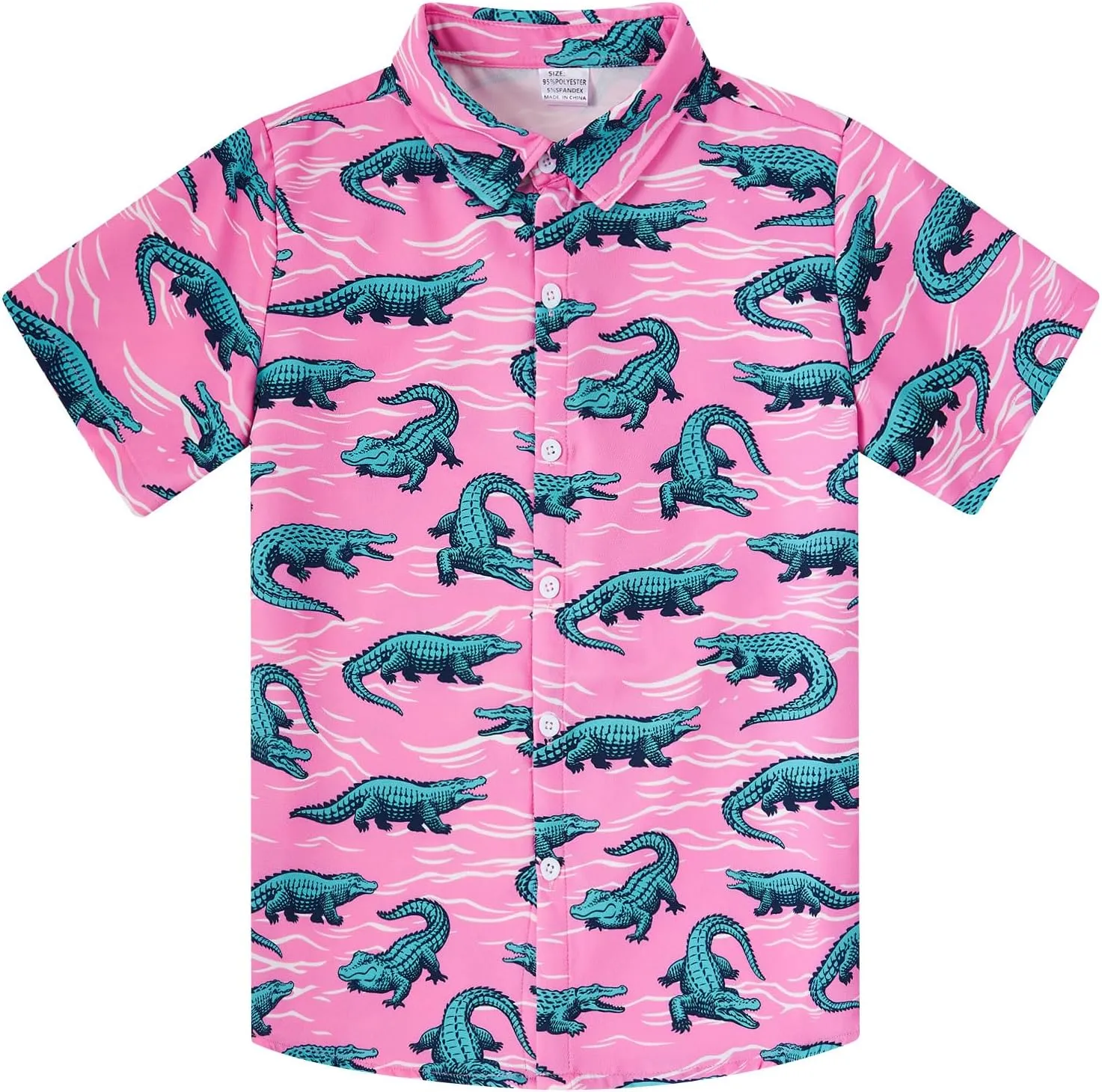 Little & Big Boy's Button Down Hawaiian Shirts Short Sleeve Cool Cartoon Print Dress Tops T-Shirt for Kids 7-14T