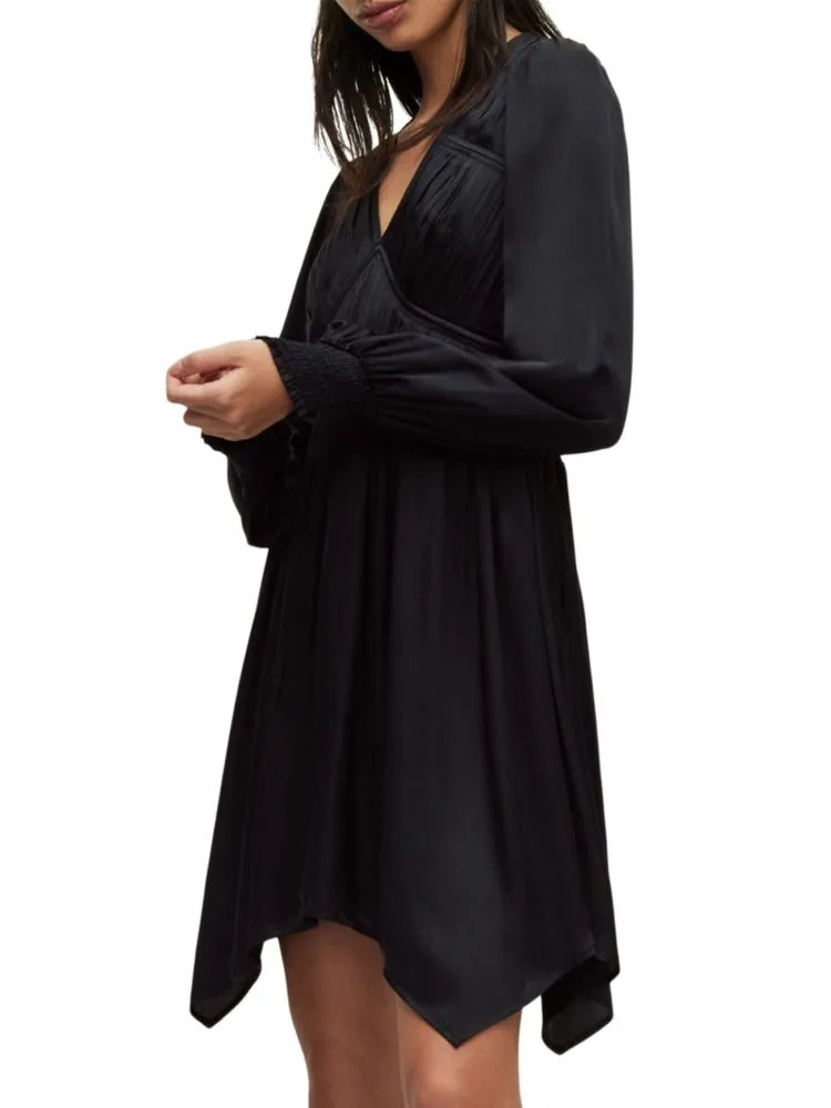 Love My Way Esta Allsaints Satin Mini Dress, Blue Slate