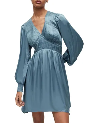 Love My Way Esta Allsaints Satin Mini Dress, Blue Slate