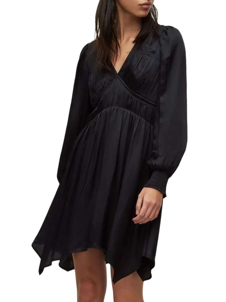 Love My Way Esta Allsaints Satin Mini Dress, Blue Slate