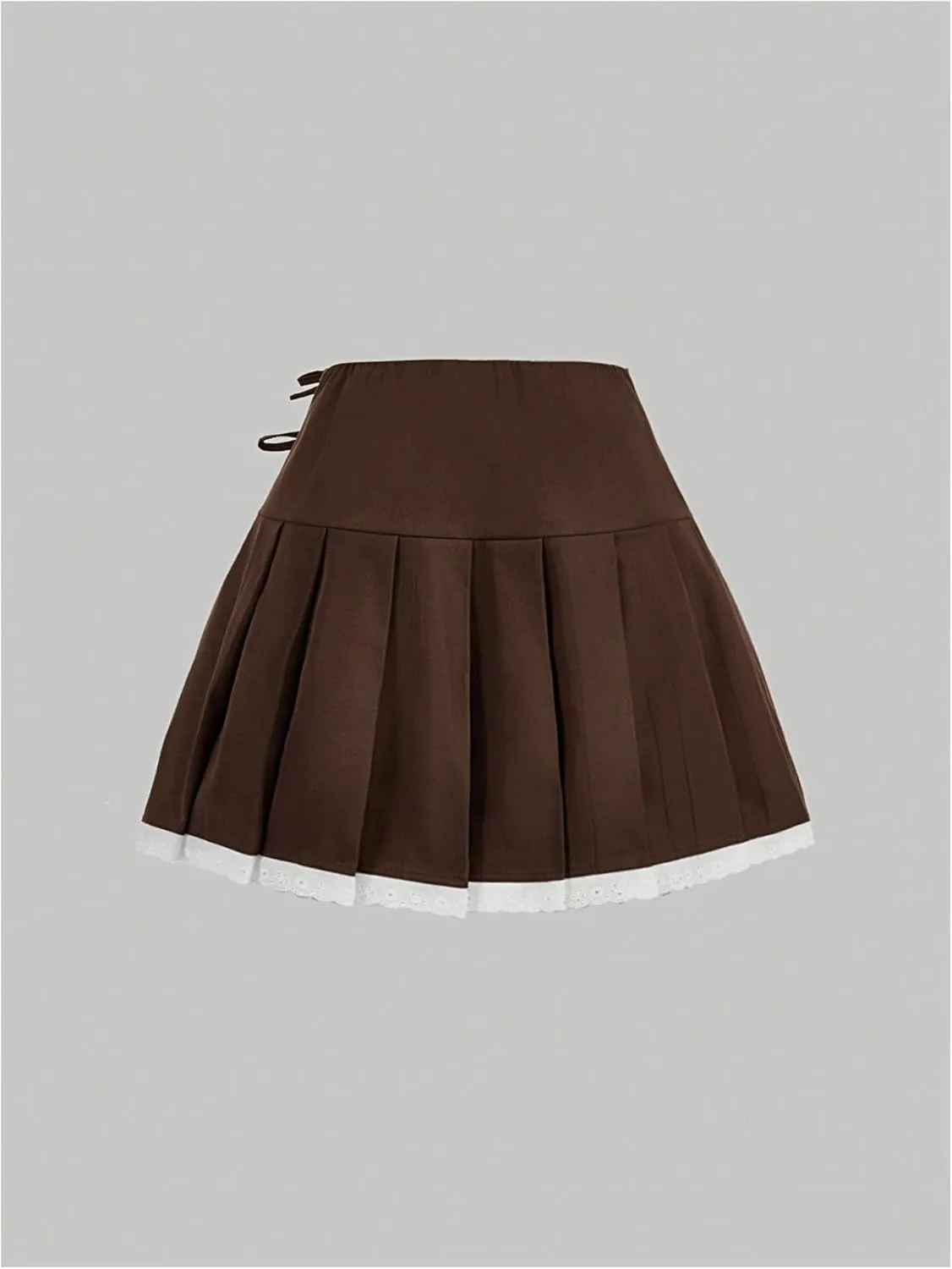 MakeMeChic Women's Bow High Waist Pleated A Line Mini Skirt Summer Skater Skirts