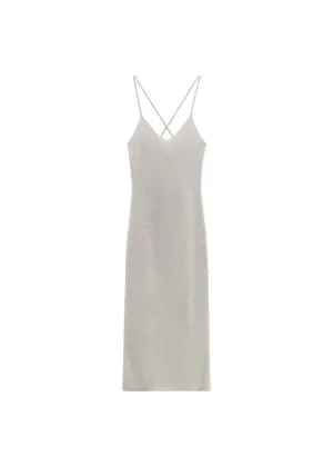 Mango Tiffany Knitted Dress, Silver Gray