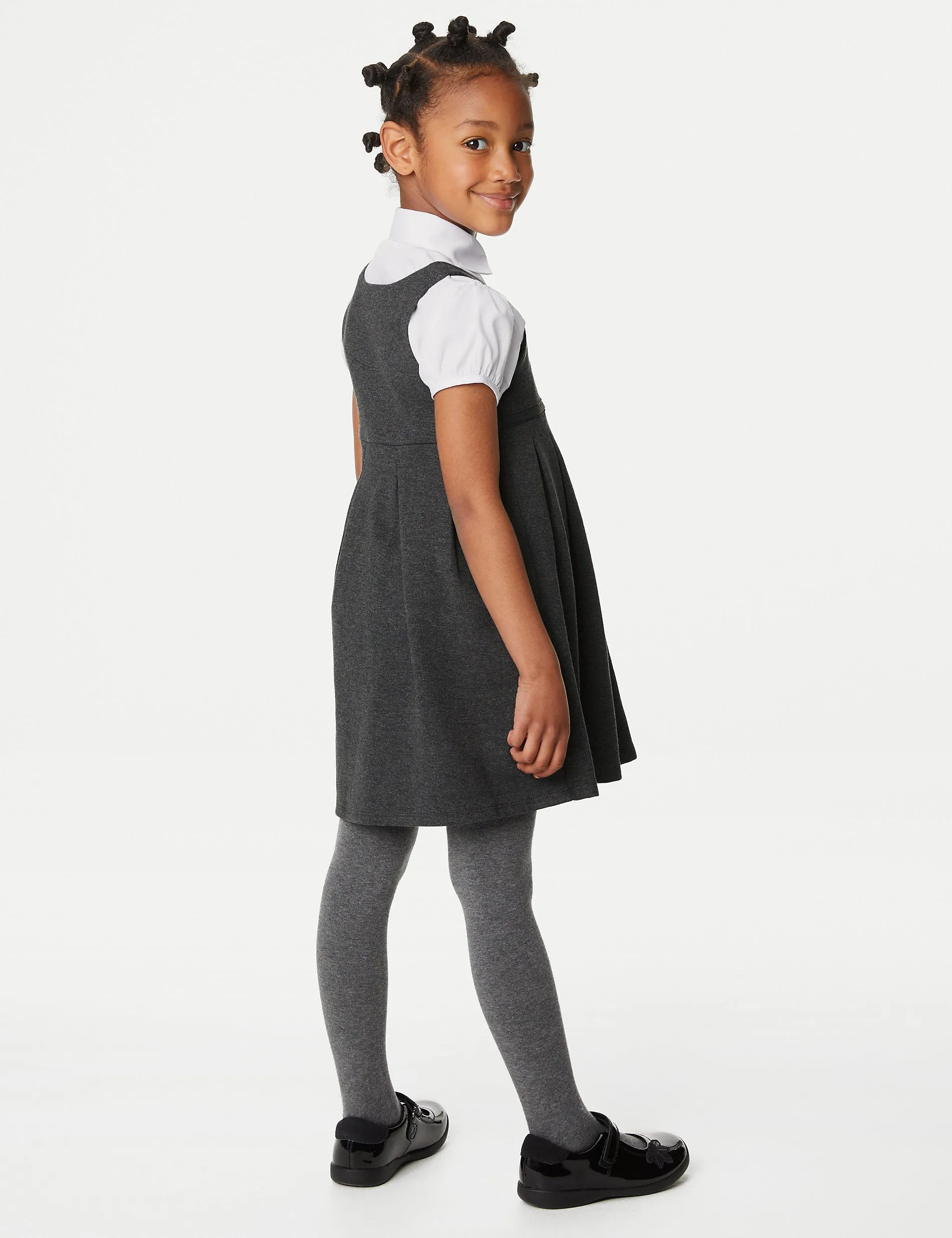 Marks & Spencer Jersey School Sundress with Bow for Girls (2-12 Years) Gray