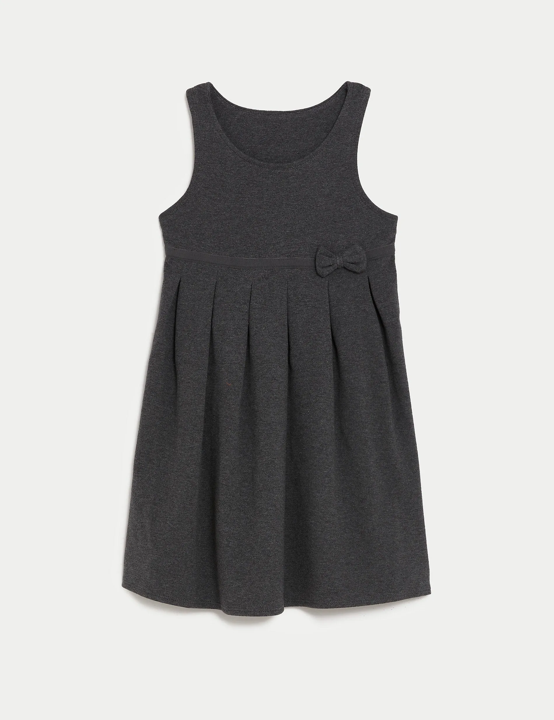 Marks & Spencer Jersey School Sundress with Bow for Girls (2-12 Years) Gray