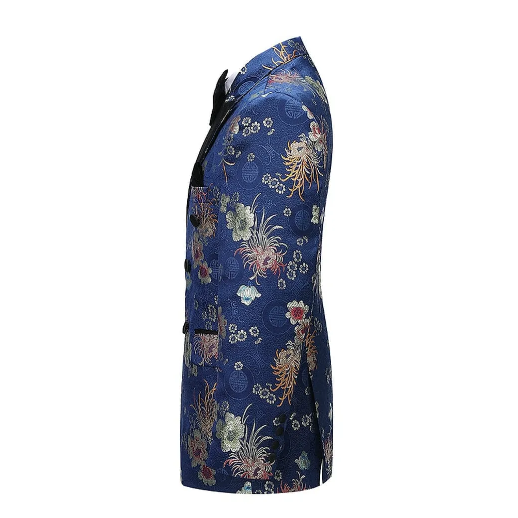 Men's 2 Piece  Patterned Solid Peak Lapel Double Breasted Slim Fit Suit