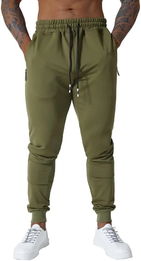 Mens Active Athletic Workout Jogger Sweatpants for Men with Zipper Pocket and Drawstring Size S-2XL