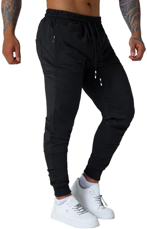 Mens Active Athletic Workout Jogger Sweatpants for Men with Zipper Pocket and Drawstring Size S-2XL