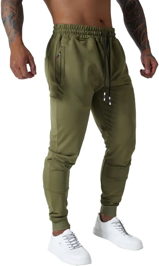 Mens Active Athletic Workout Jogger Sweatpants for Men with Zipper Pocket and Drawstring Size S-2XL
