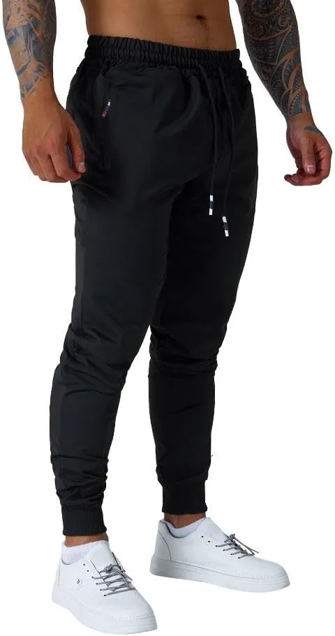 Mens Active Athletic Workout Jogger Sweatpants for Men with Zipper Pocket and Drawstring Size S-2XL