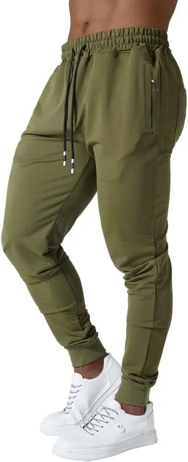 Mens Active Athletic Workout Jogger Sweatpants for Men with Zipper Pocket and Drawstring Size S-2XL