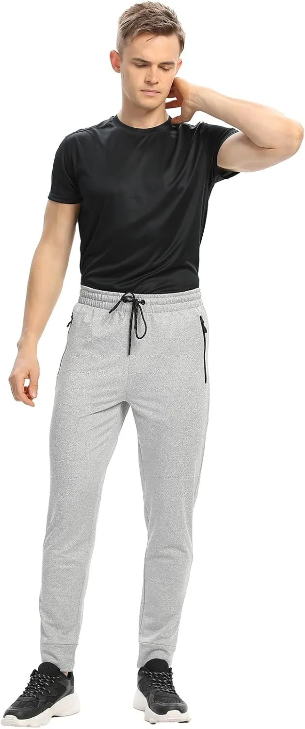 Men's Jogger Sweatpants with Zipper Pockets Track Joggers Workout Gym Sweat Pants for Men(1 Pack/2 Pack)