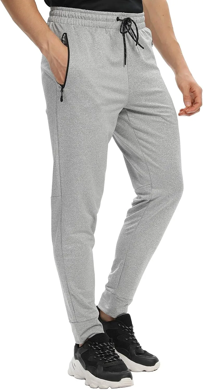 Men's Jogger Sweatpants with Zipper Pockets Track Joggers Workout Gym Sweat Pants for Men(1 Pack/2 Pack)