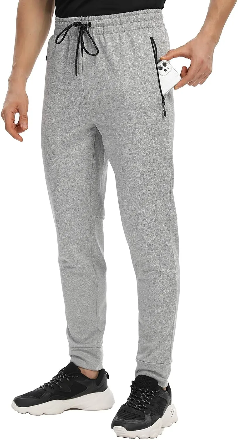 Men's Jogger Sweatpants with Zipper Pockets Track Joggers Workout Gym Sweat Pants for Men(1 Pack/2 Pack)
