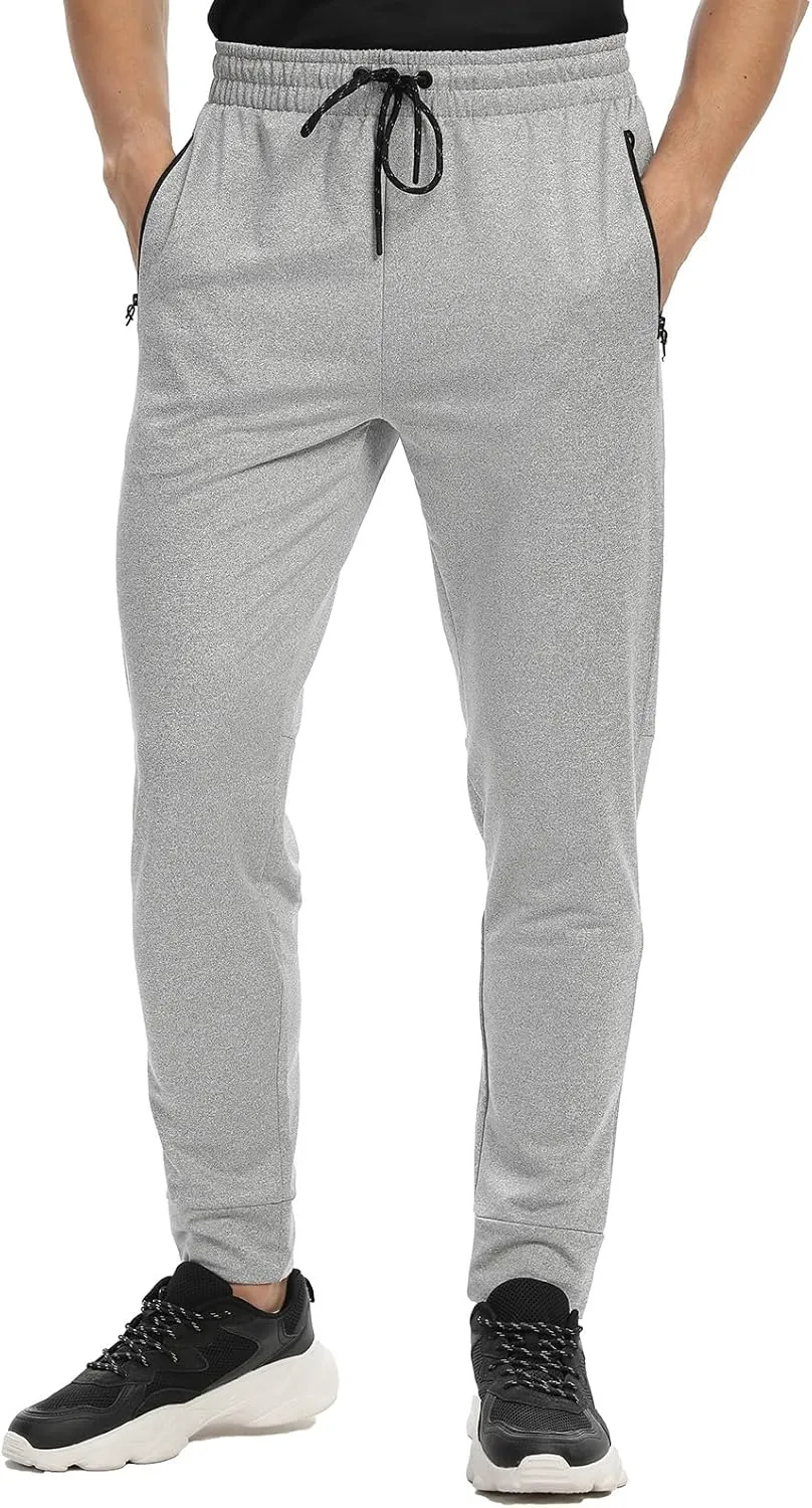 Men's Jogger Sweatpants with Zipper Pockets Track Joggers Workout Gym Sweat Pants for Men(1 Pack/2 Pack)