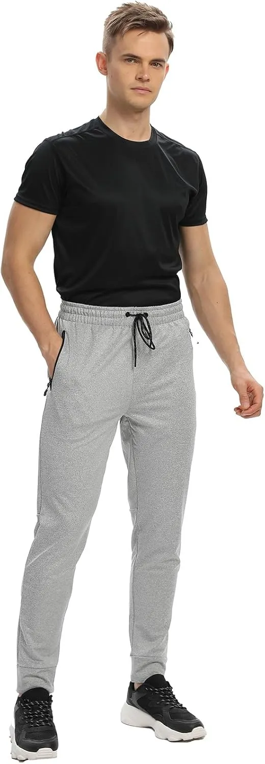 Men's Jogger Sweatpants with Zipper Pockets Track Joggers Workout Gym Sweat Pants for Men(1 Pack/2 Pack)