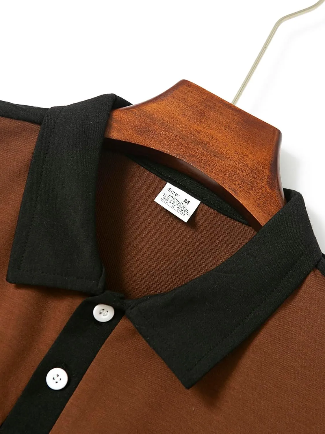 Mens Long Sleeve Polo Shirts Casual Cotton Polo T Shirt with Pocket Classic Button Collared Golf Shirt