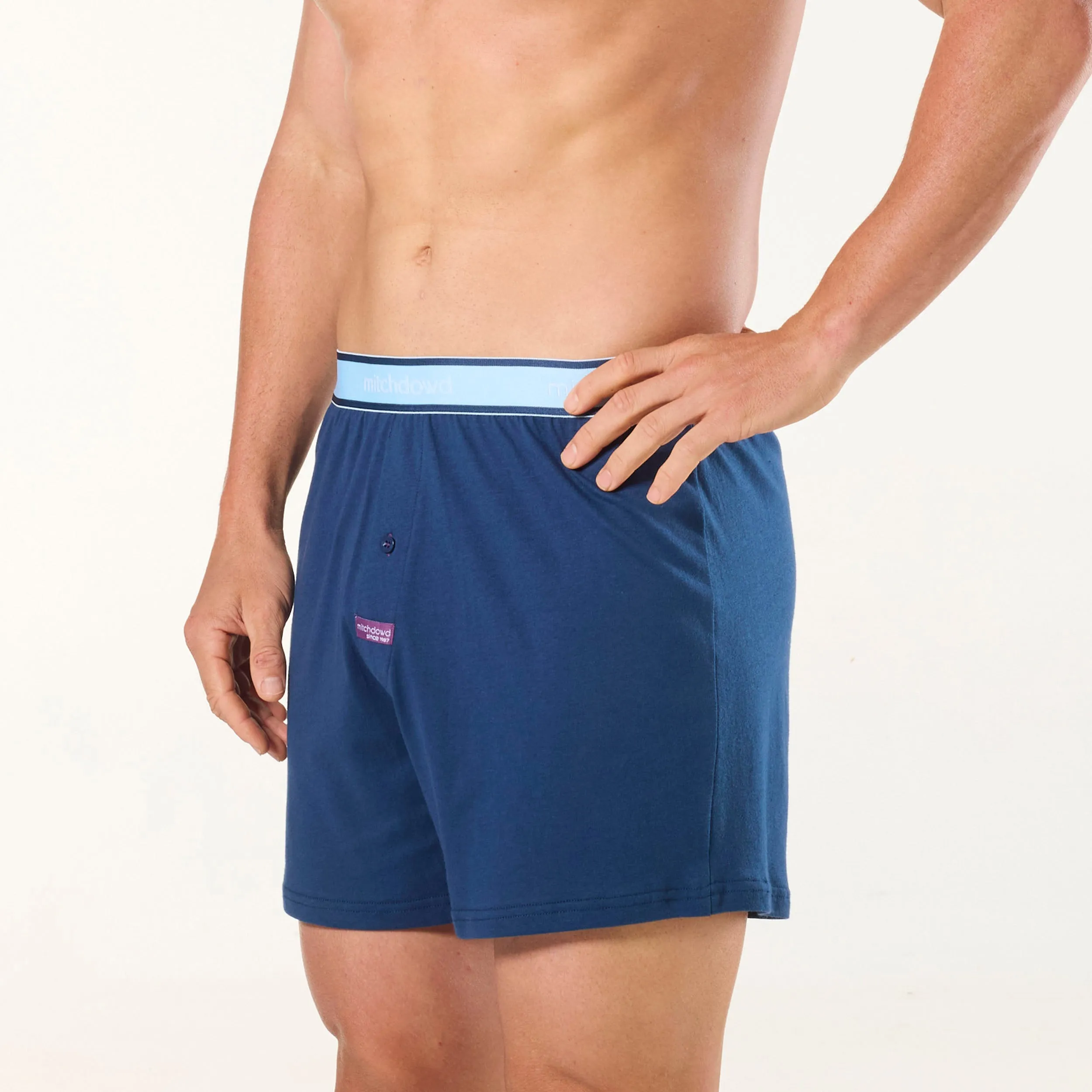 Men's Stalking Croc Cotton Loose Fit Knit Boxer Shorts 3 Pack  - Blue