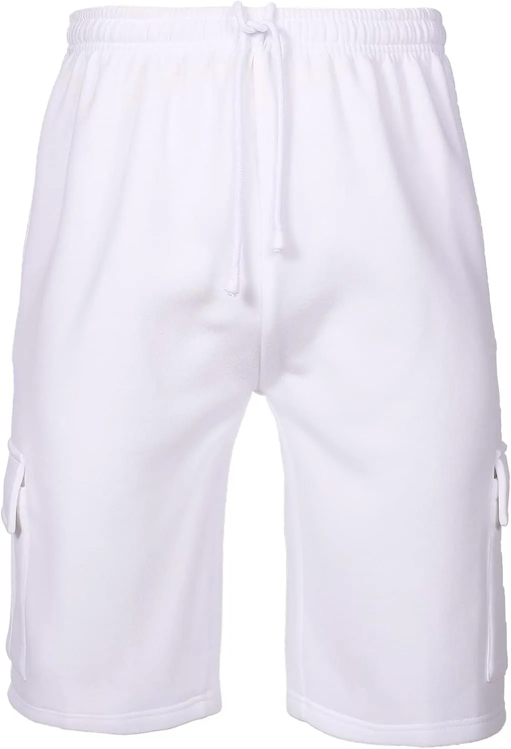 Men's Sweat Shorts Below The Knee Fleece Cargo Shorts Elastic Waist Workout Jogger Sweatpant Shorts with Pockets