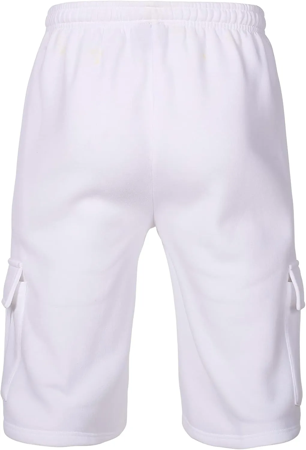Men's Sweat Shorts Below The Knee Fleece Cargo Shorts Elastic Waist Workout Jogger Sweatpant Shorts with Pockets