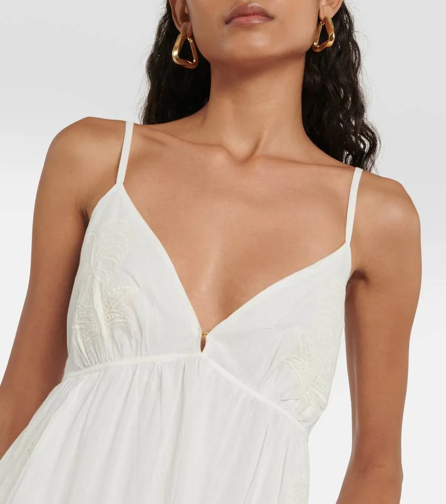 Michelle cotton maxi dress with VELVET embroidery, white