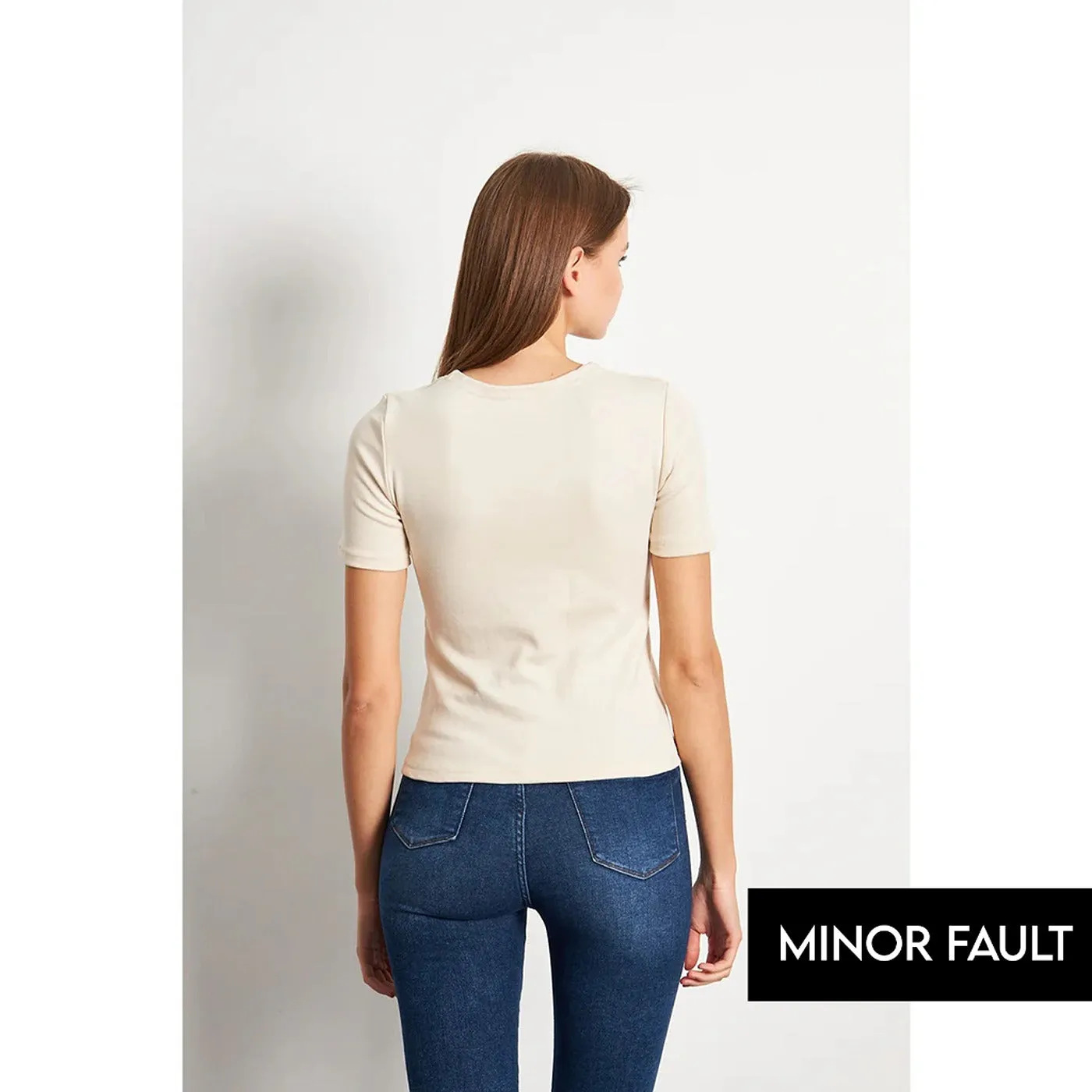(Minor Fault) Beige Double Breasted Knit Top