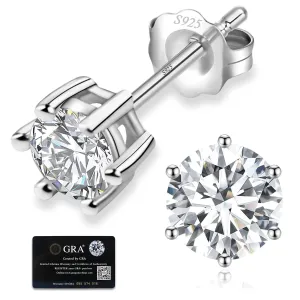 Moissanite Earrings for Women Men, Hypoallergenic Sterling Silver Lab Created Diamond Earrings Moissanite Studs 0.3CT Moissanite Jewelry as Second Hole Earrings for Daughter Birthday Gifts