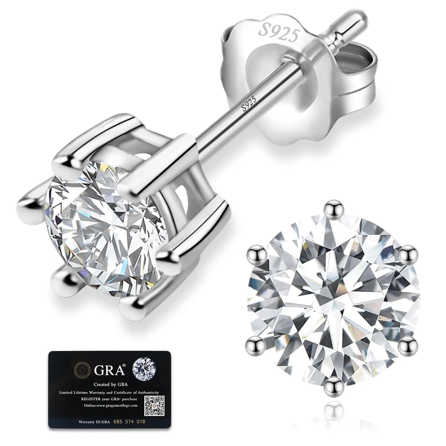 Moissanite Earrings for Women Men, Hypoallergenic Sterling Silver Lab Created Diamond Earrings Moissanite Studs 0.3CT Moissanite Jewelry as Second Hole Earrings for Daughter Birthday Gifts