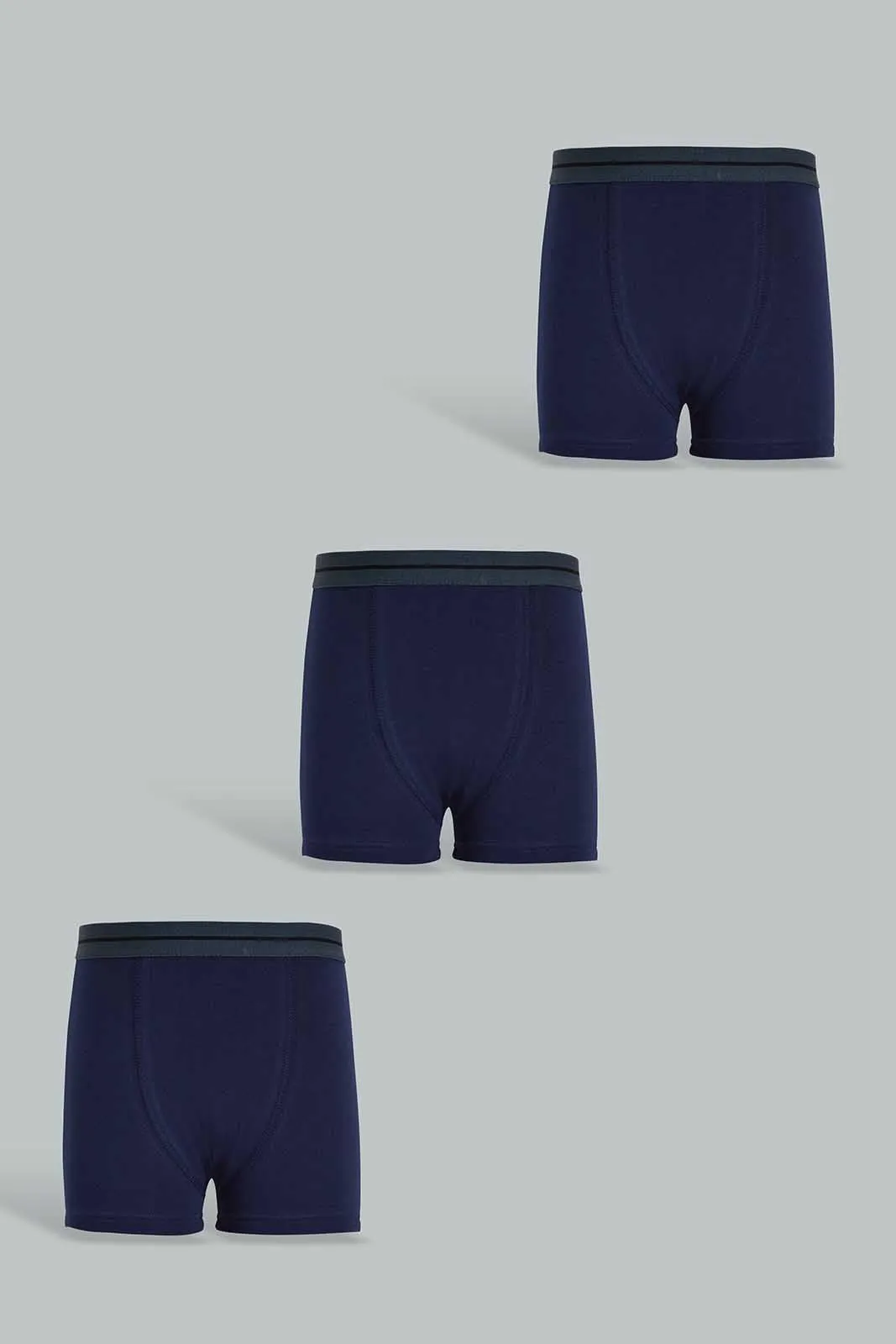 Navy Boxer Set For Senior Boys (Pack of 3)