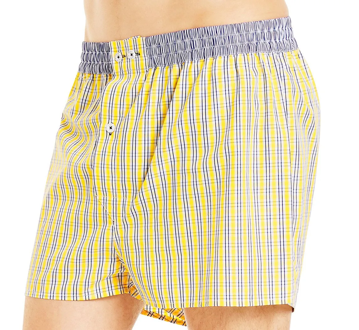 O-Yellow/Navy Check Boxer Shorts